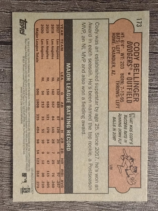 2021 Topps Heritage #173 Cody Bellinger