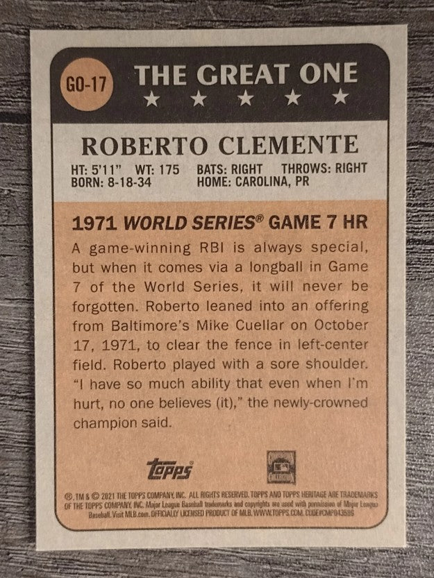2021 Topps Heritage The Great One #GO17 Roberto Clemente