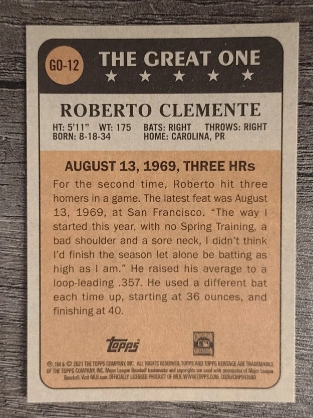 2021 Topps Heritage The Great One #GO12 Roberto Clemente