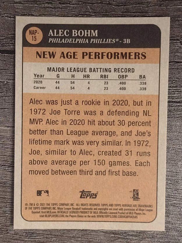 2021 Topps Heritage New Age Performers #NAP15 Alec Bohm
