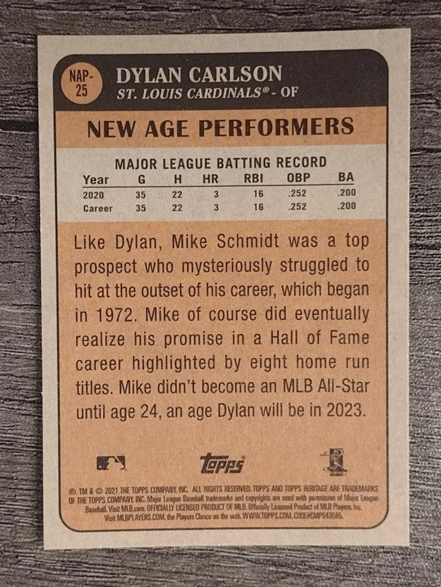 2021 Topps Heritage New Age Performers #NAP25 Dylan Carlson