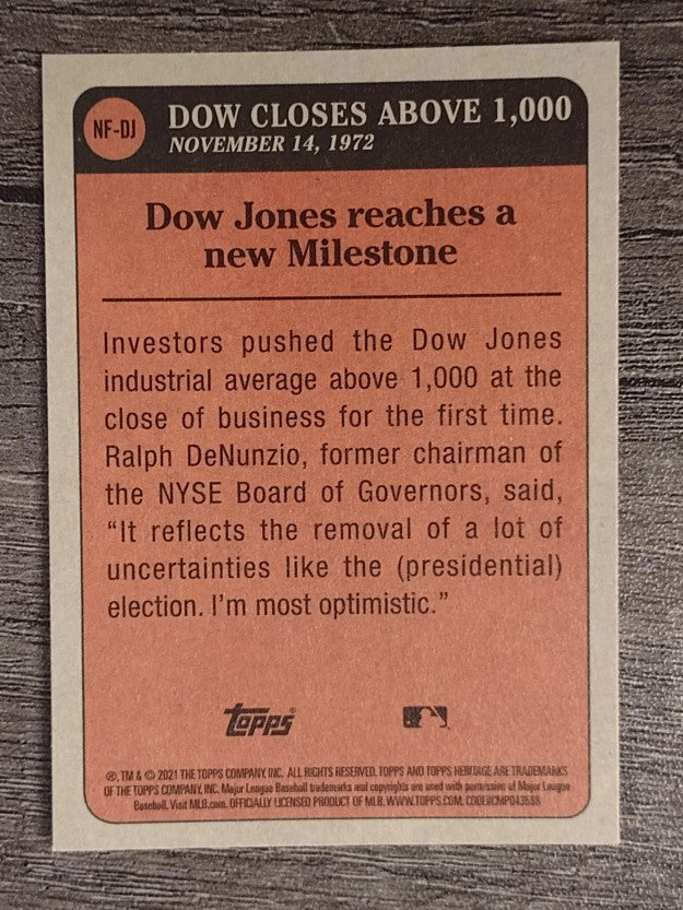 2021 Topps Heritage News Flashbacks #NFDJ Dow Jones