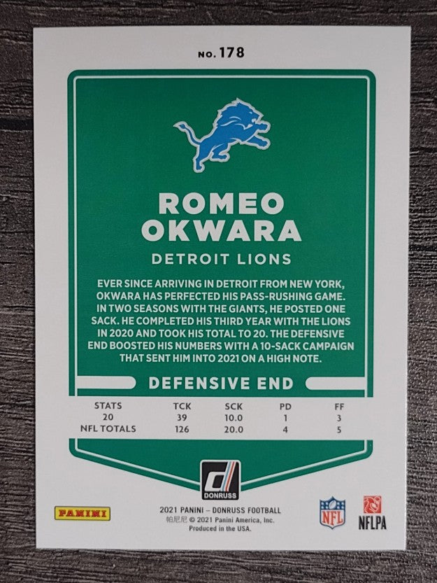 2021 Donruss #178 Romeo Okwara