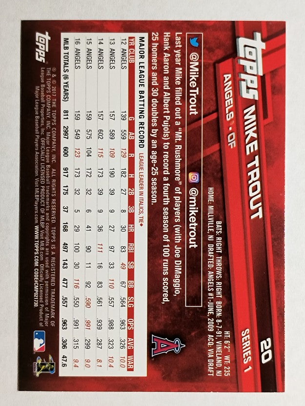 2017 Topps #20A Mike Trout