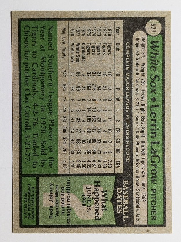 1979 Topps #527 Lerrin LaGrow (VGEX)