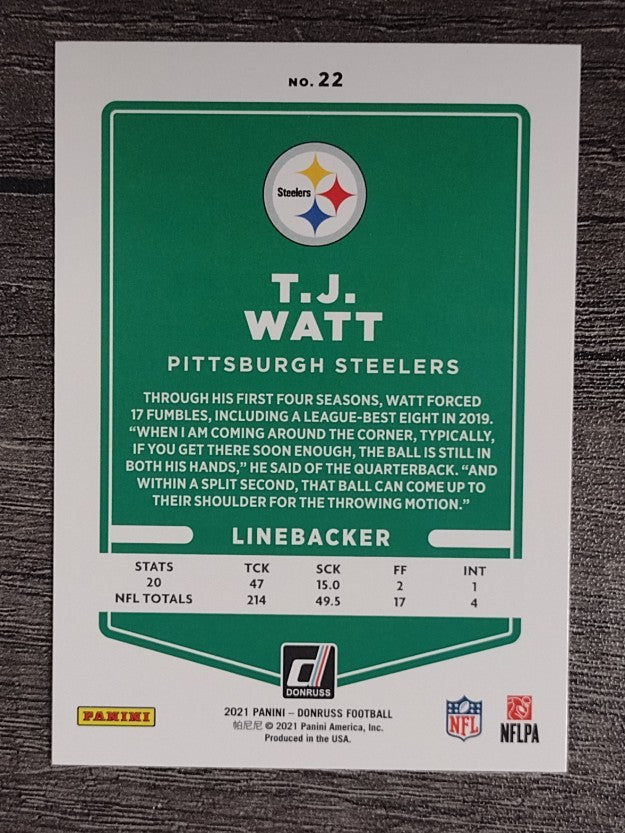 2021 Donruss #22B T.J. Watt VAR (NM)
