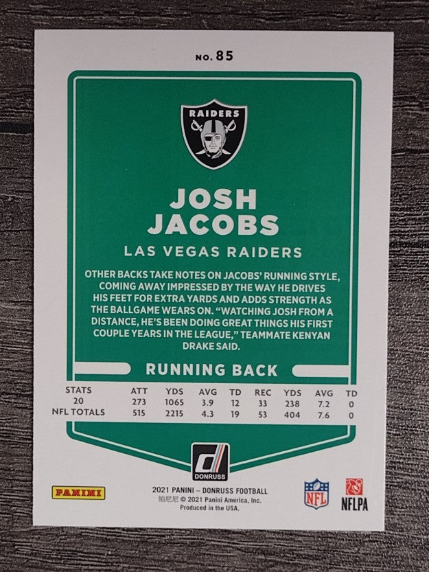 2021 Donruss Press Proof Blue #85B Josh Jacobs VAR