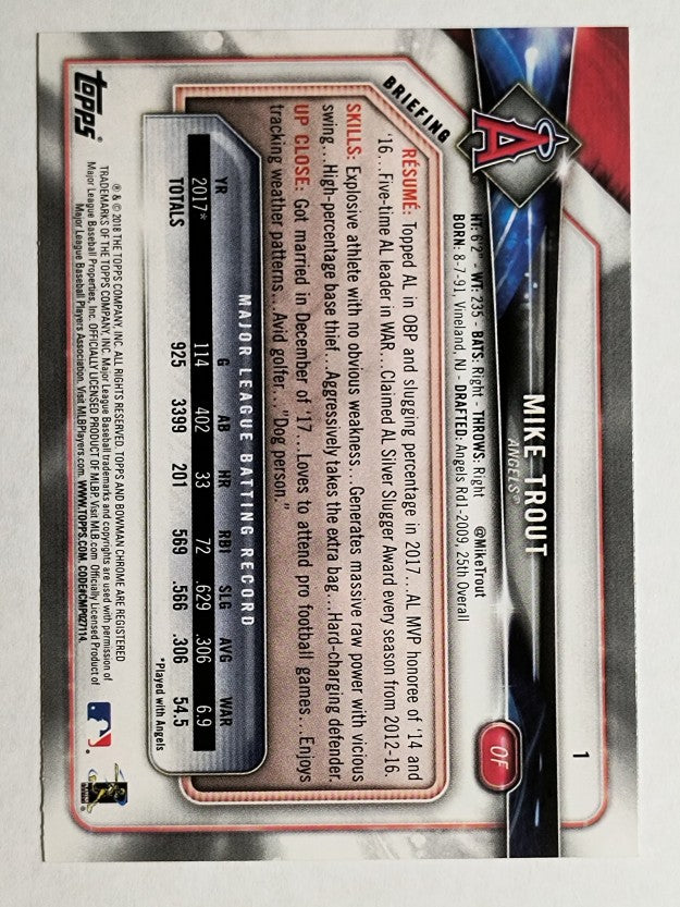 2018 Bowman #1 Mike Trout