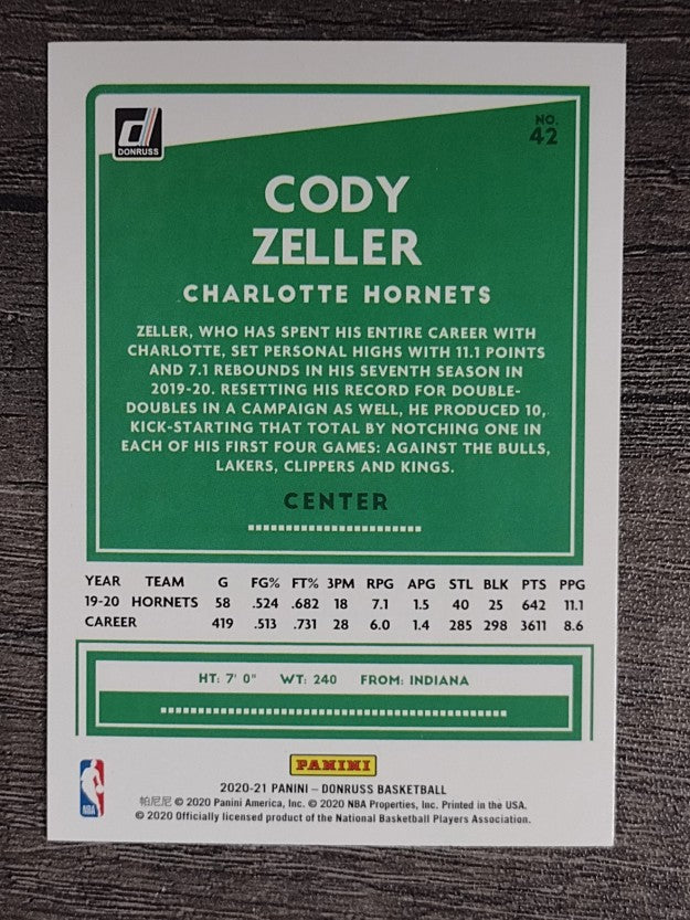 2020-21 Donruss #42 Cody Zeller
