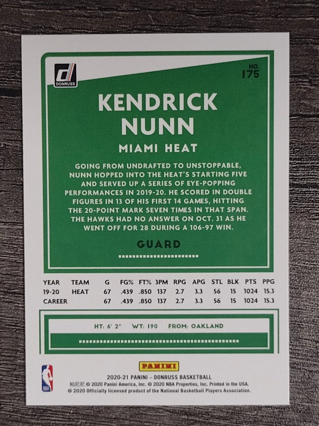2020-21 Donruss #175 Kendrick Nunn