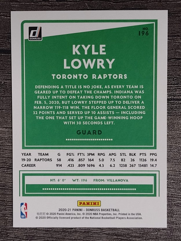 2020-21 Donruss #196 Kyle Lowry