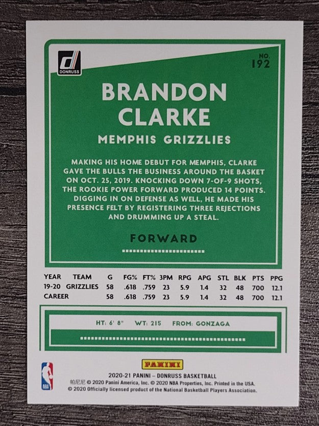 2020-21 Donruss #192 Brandon Clarke