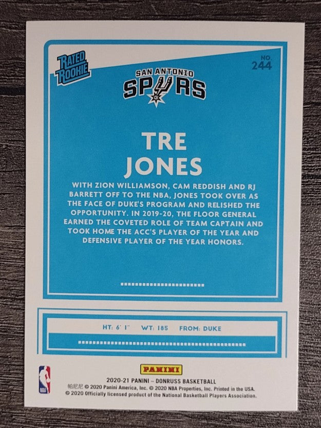 2020-21 Donruss #244 Tre Jones RR RC