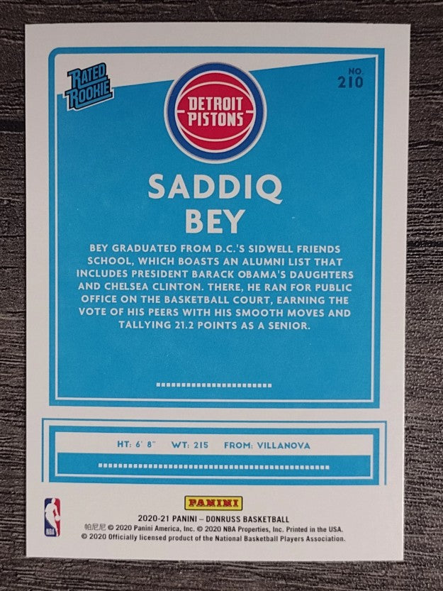 2020-21 Donruss #210 Saddiq Bey RR RC