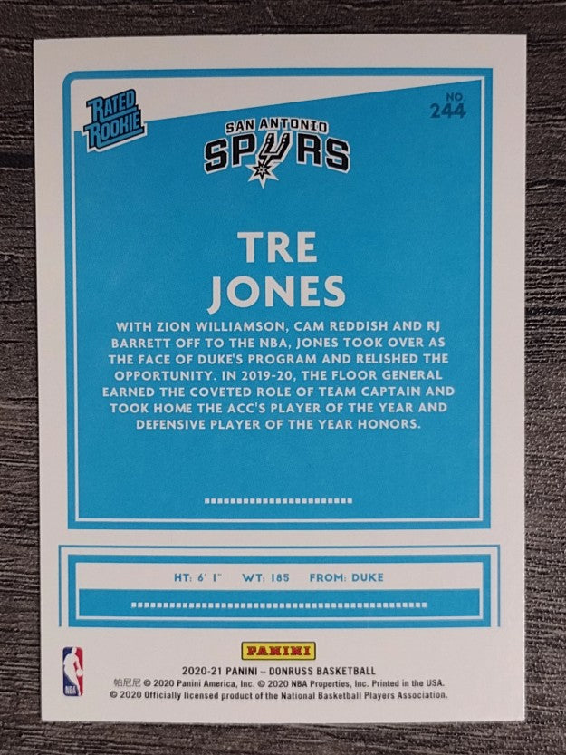 2020-21 Donruss #244 Tre Jones RR RC