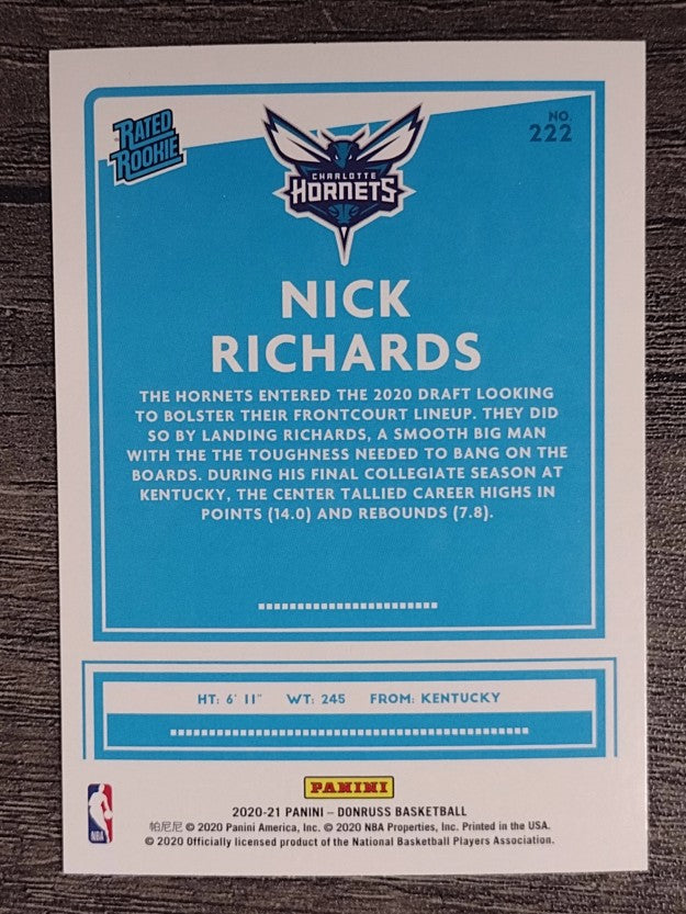 2020-21 Donruss #222 Nick Richards RR RC