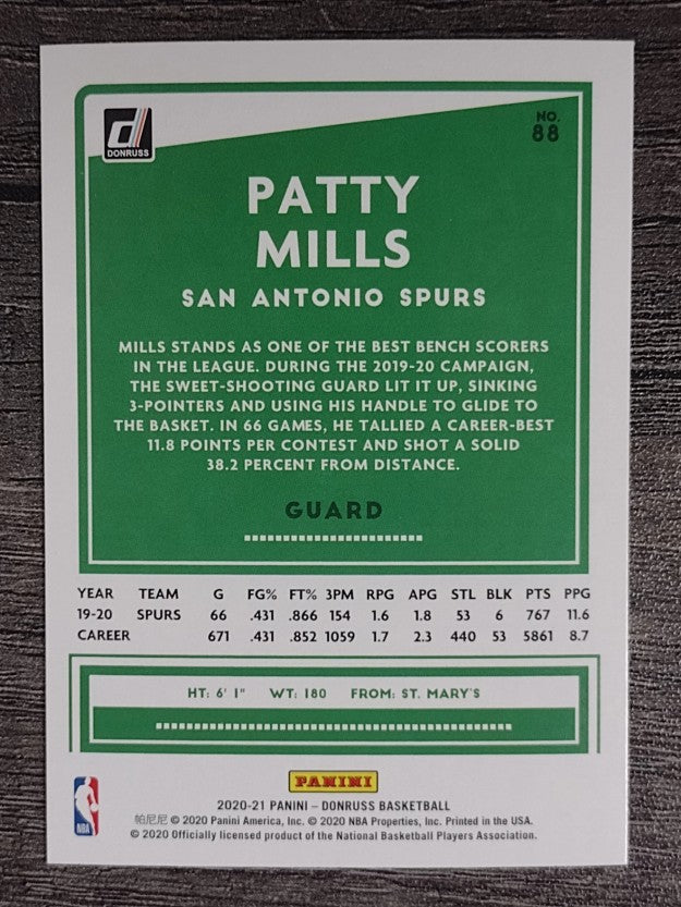 2020-21 Donruss #88 Patty Mills