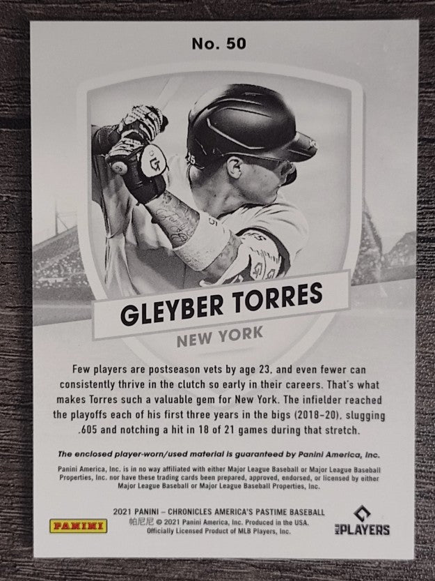 2021 Panini America's Pastime Swatches #50 Gleyber Torres
