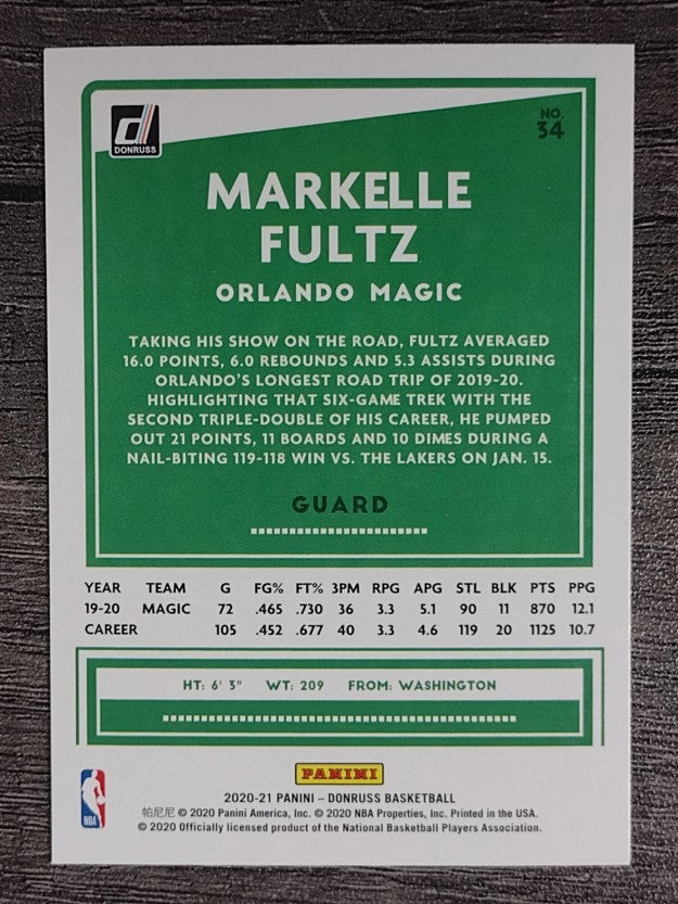 2020-21 Donruss #34 Markelle Fultz