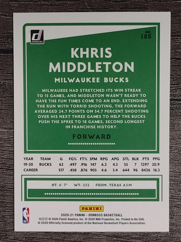 2020-21 Donruss #185 Khris Middleton