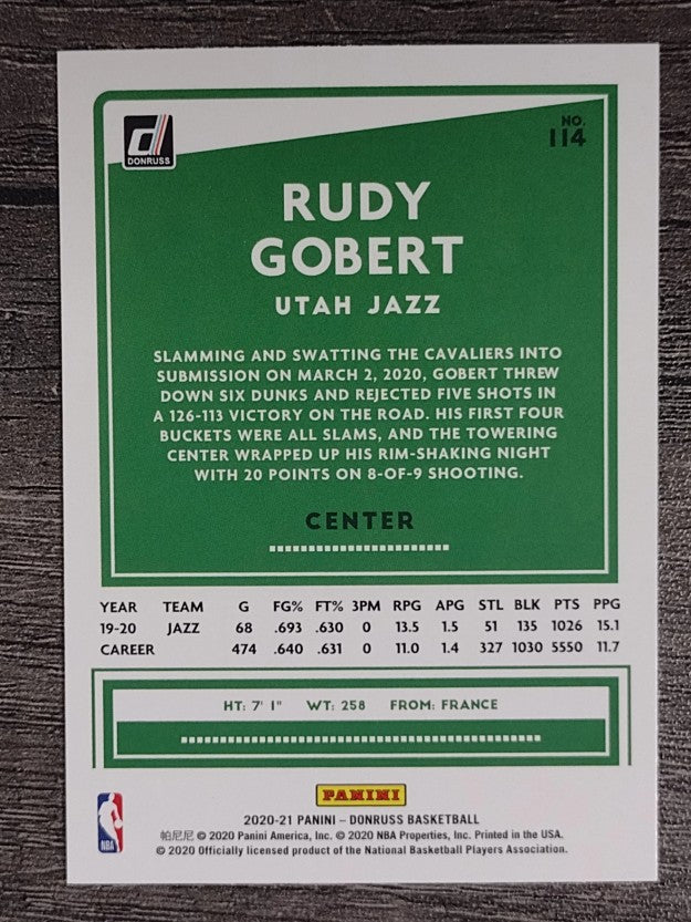 2020-21 Donruss #114 Rudy Gobert