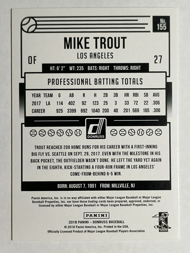 2018 Donruss #155 Mike Trout