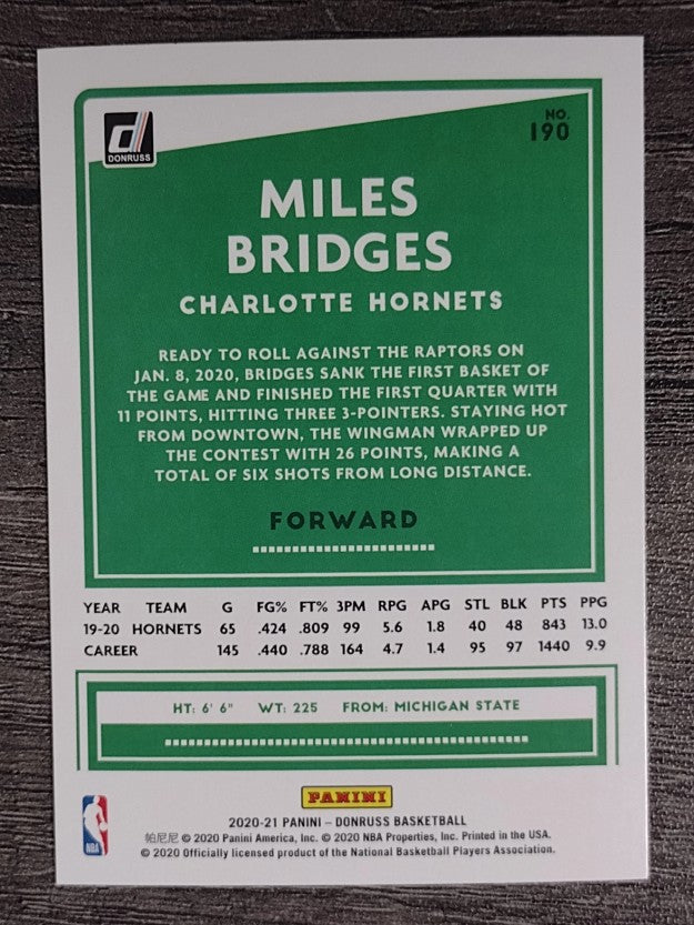 2020-21 Donruss #190 Miles Bridges