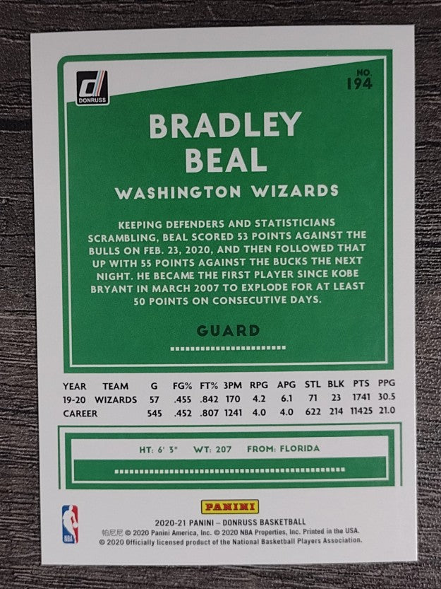 2020-21 Donruss #194 Bradley Beal