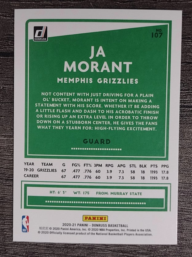 2020-21 Donruss #107 Ja Morant