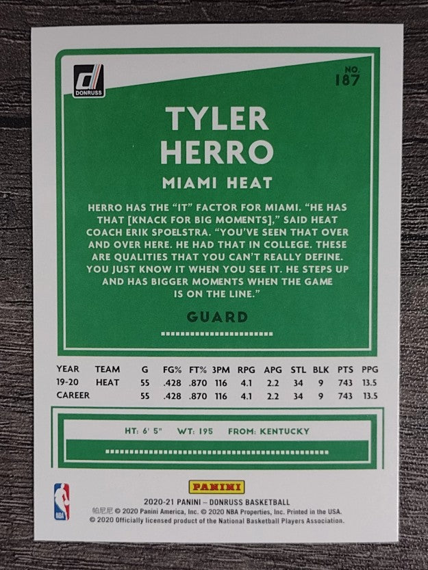 2020-21 Donruss #187 Tyler Herro