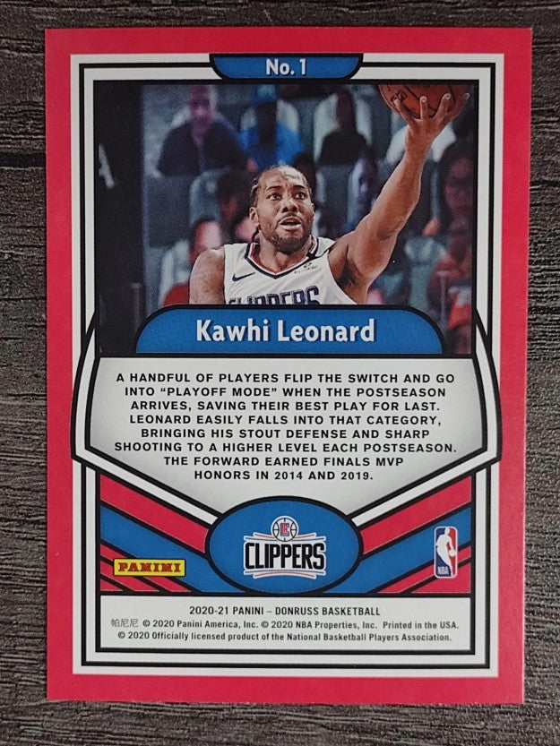 2020-21 Donruss Complete Players #1 Kawhi Leonard