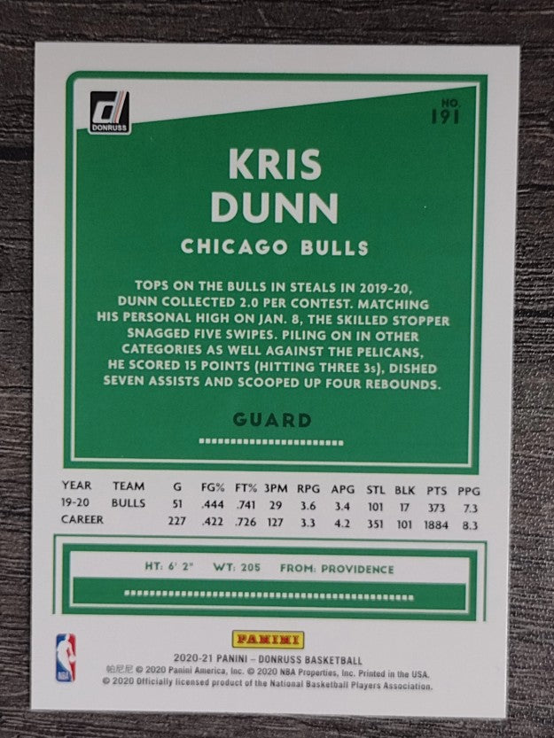 2020-21 Donruss Holo Green and Yellow Laser #191 Kris Dunn