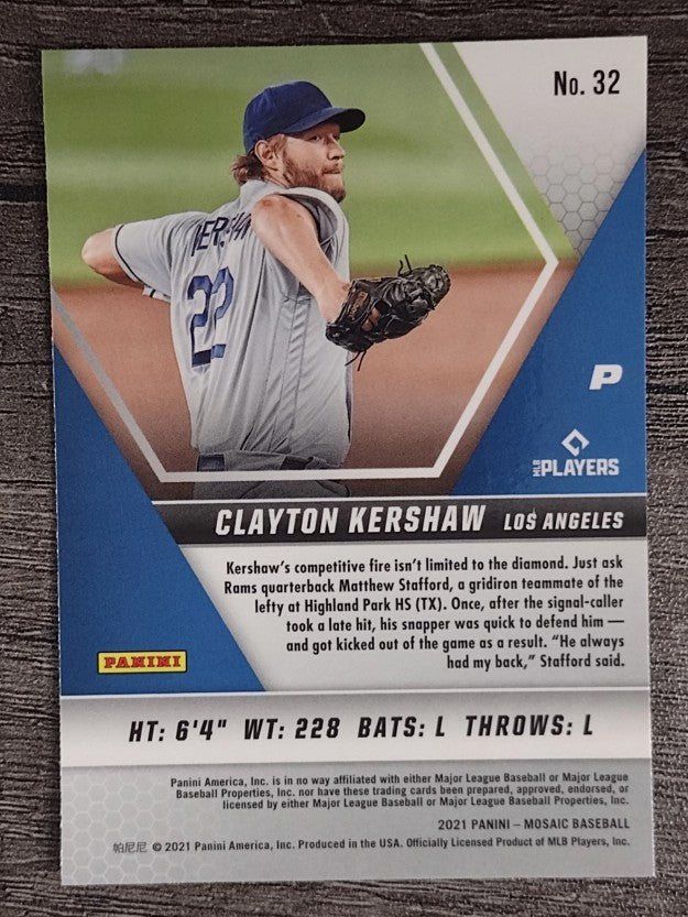 2021 Panini Mosaic #32 Clayton Kershaw