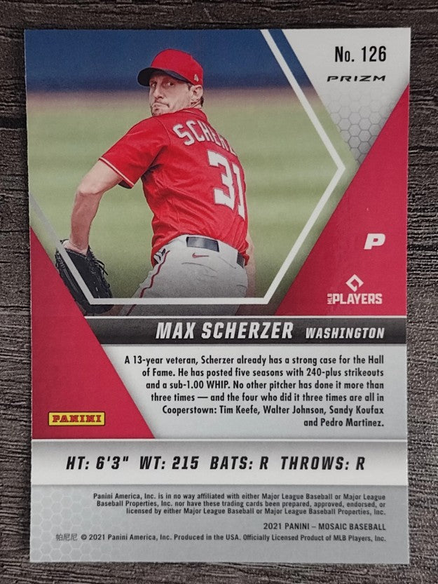2021 Panini Mosaic Silver Prizm #126 Max Scherzer