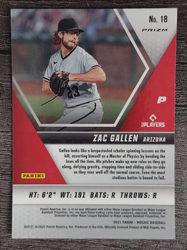 2021 Panini Mosaic Mosaic Reactive Orange #18 Zac Gallen