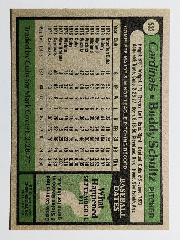 1979 Topps #532 Buddy Schultz (EX)