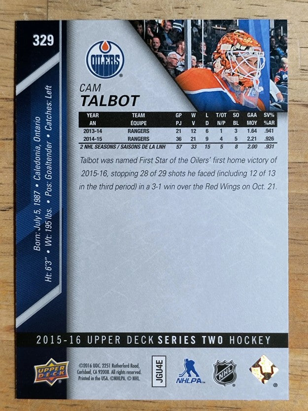2015-16 Upper Deck #329 Cam Talbot