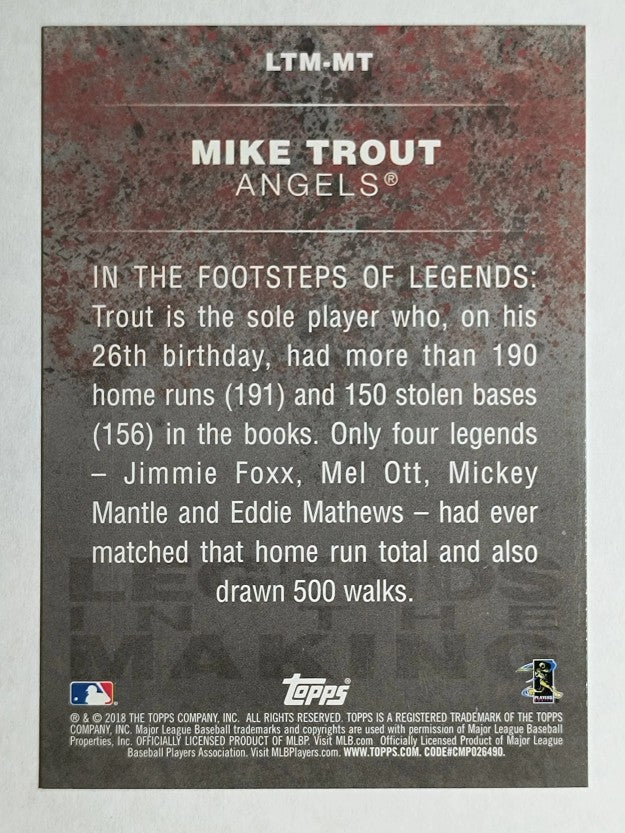 2018 Topps Legends in the Making #LTMMT Mike Trout
