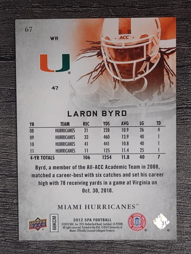 2012 SP Authentic #67 Laron Byrd