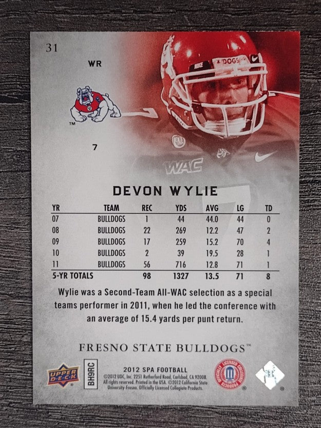 2012 SP Authentic #31 Devon Wylie