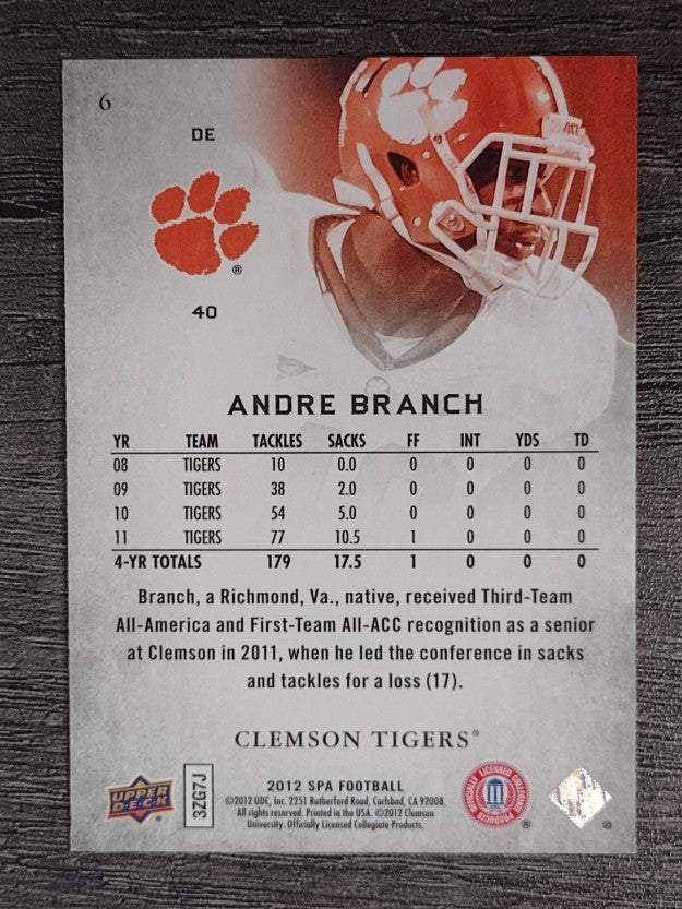 2012 SP Authentic #6 Andre Branch