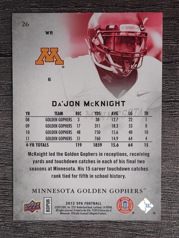 2012 SP Authentic #26 Da'Jon McKnight