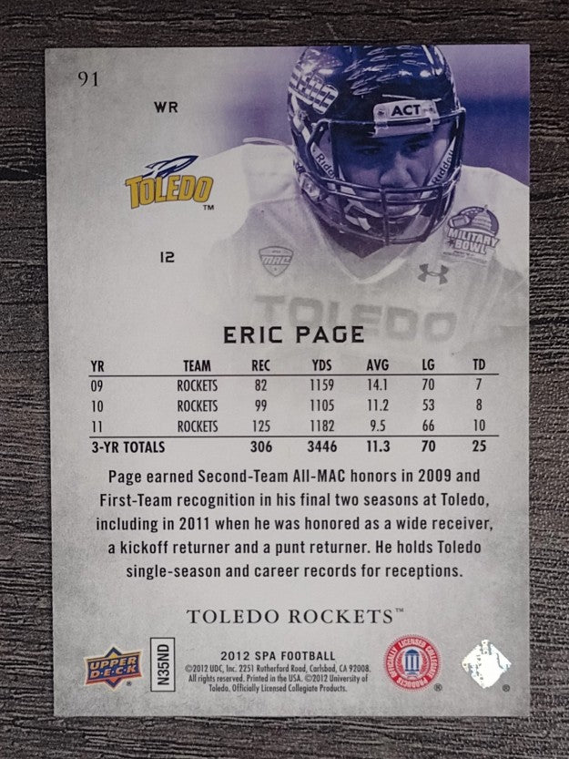 2012 SP Authentic #91 Eric Page