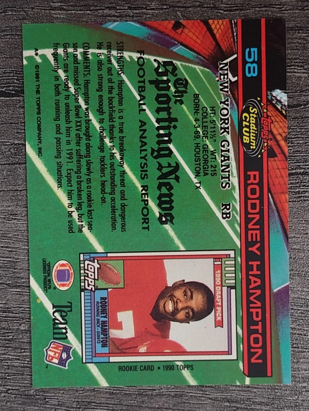 1991 Stadium Club #58 Rodney Hampton