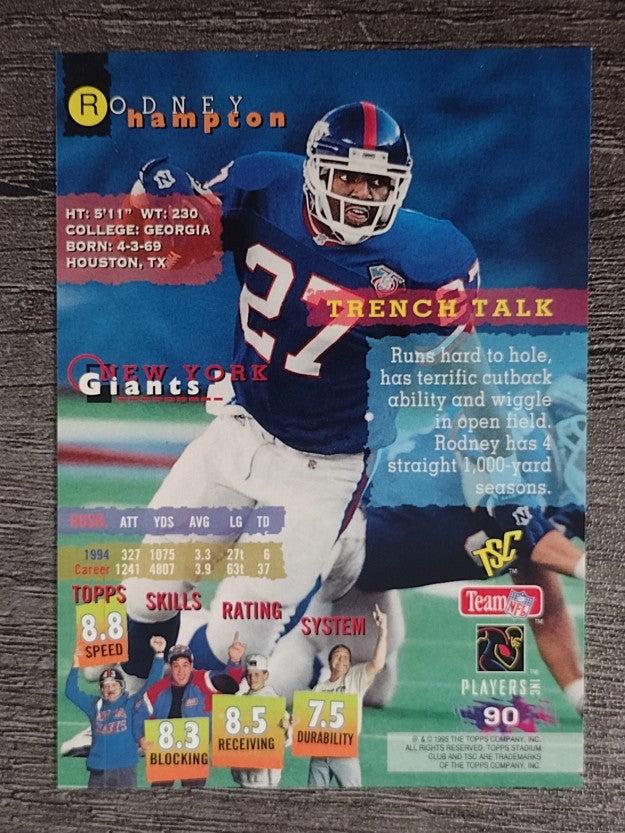 1995 Stadium Club #90 Rodney Hampton