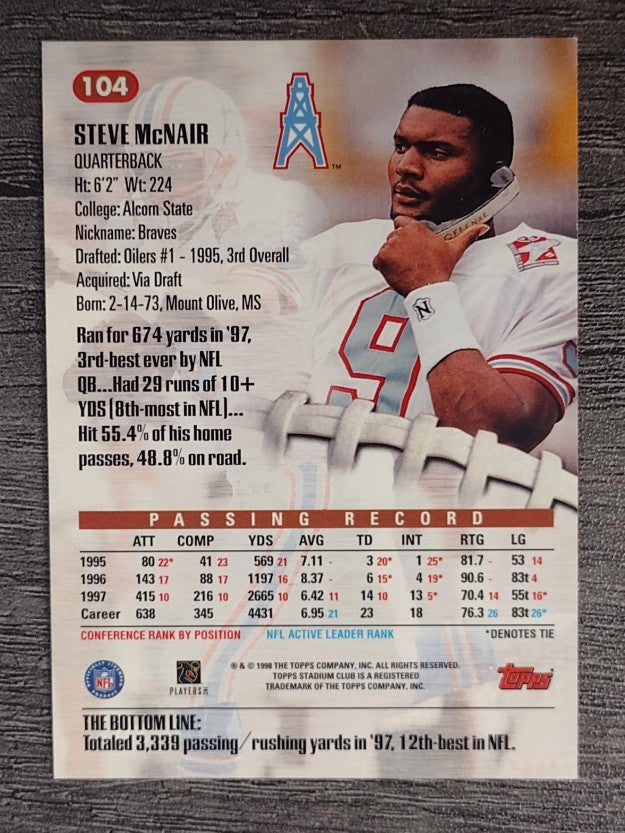 1998 Stadium Club #104 Steve McNair