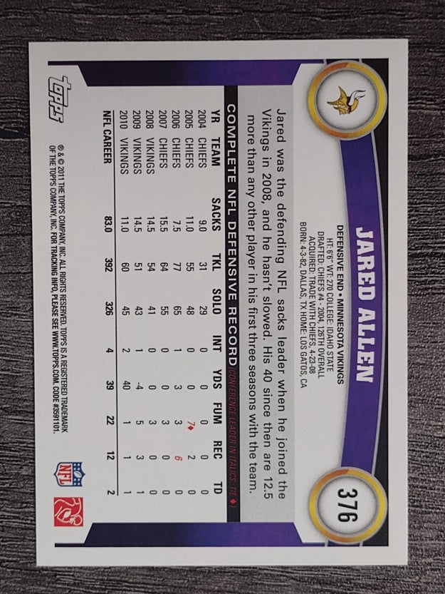 2011 Topps #376 Jared Allen
