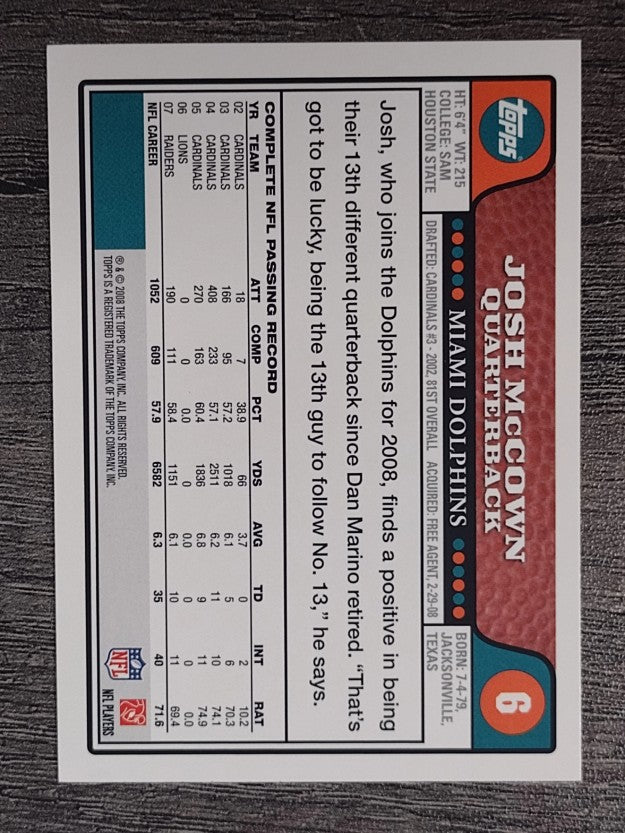 2008 Topps #6 Josh McCown