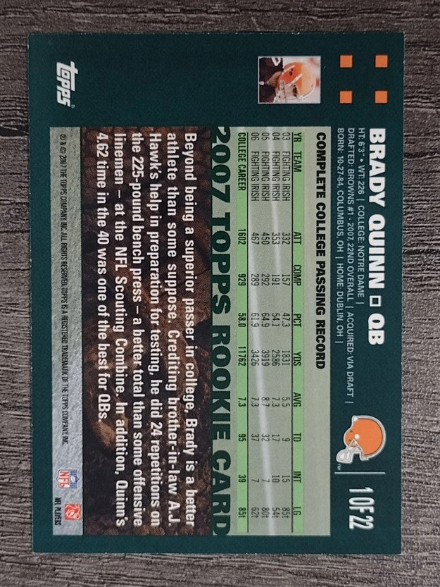 2007 Topps Turn Back The Clock #1 Brady Quinn