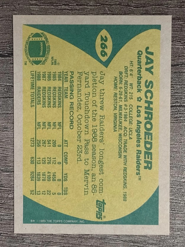 1989 Topps #266 Jay Schroeder